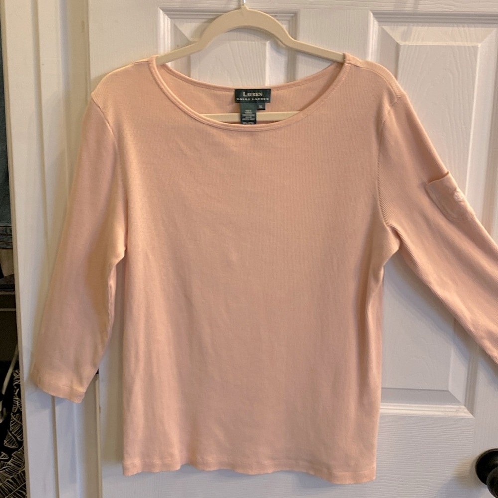 Lauren Ralph Lauren Women's Light Pink Scoop Neck Top